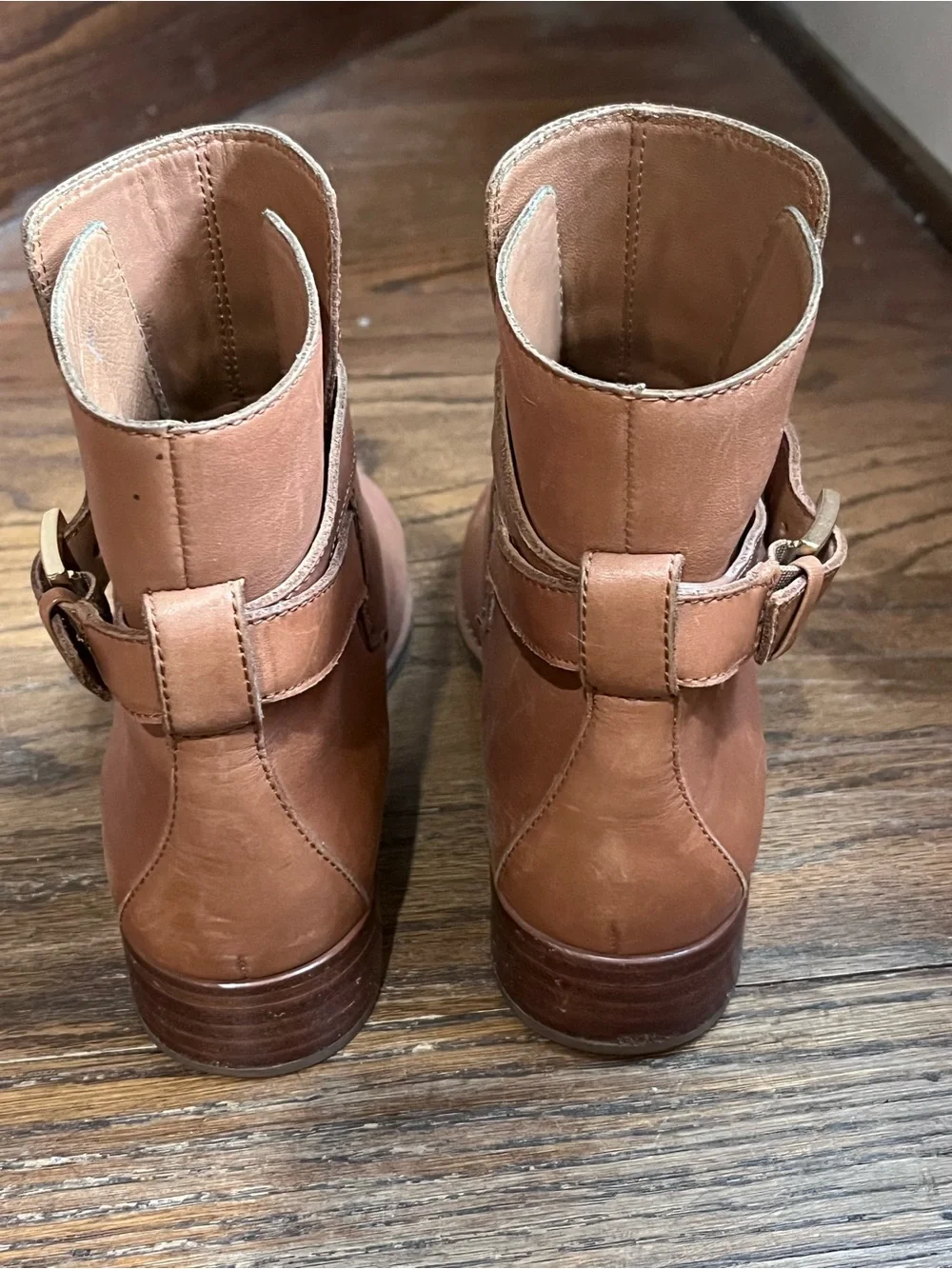 Tory Burch Brooke Leather Ankle Boots Perfect Brown Buckle Booties Size 6.5